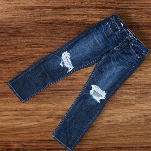 American Eagle Distressed Tom Girl Style Denim Jeans - Picture 1 of 9